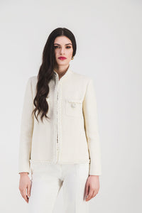 Veste col officier tresse col - Blanc Cassé