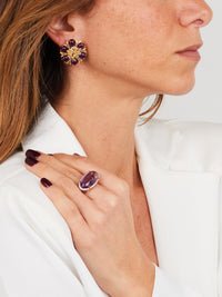 1qty DJV / QTY DISPO : 1-QTY VENDUES : 0-ST : 0% PRIX DJV : 320€ // Vermeil Boucles d'oreilles marguerite en vermeil rose serties d'améthyste 11 /// RECO : 285€