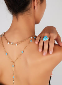 Bague Capri en Or blanc & rose 18K & Diamant et Turquoise