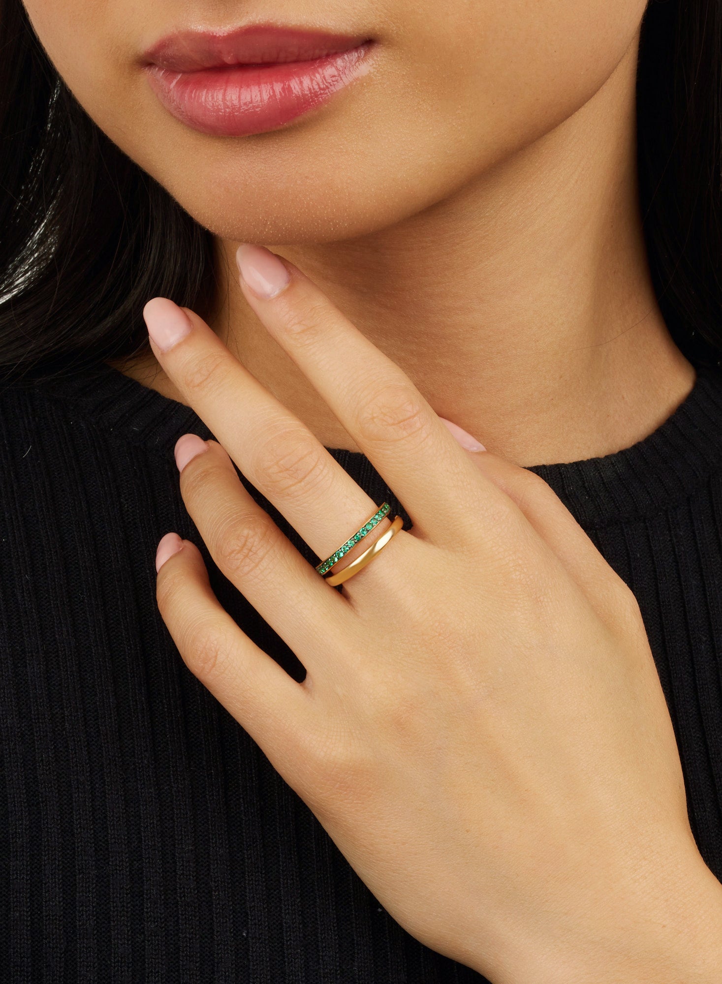 Bague Together en Or rose 18K & Émeraude