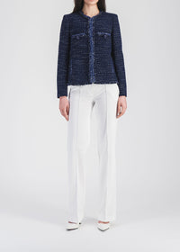 Textured straight-cut jacket - Navy