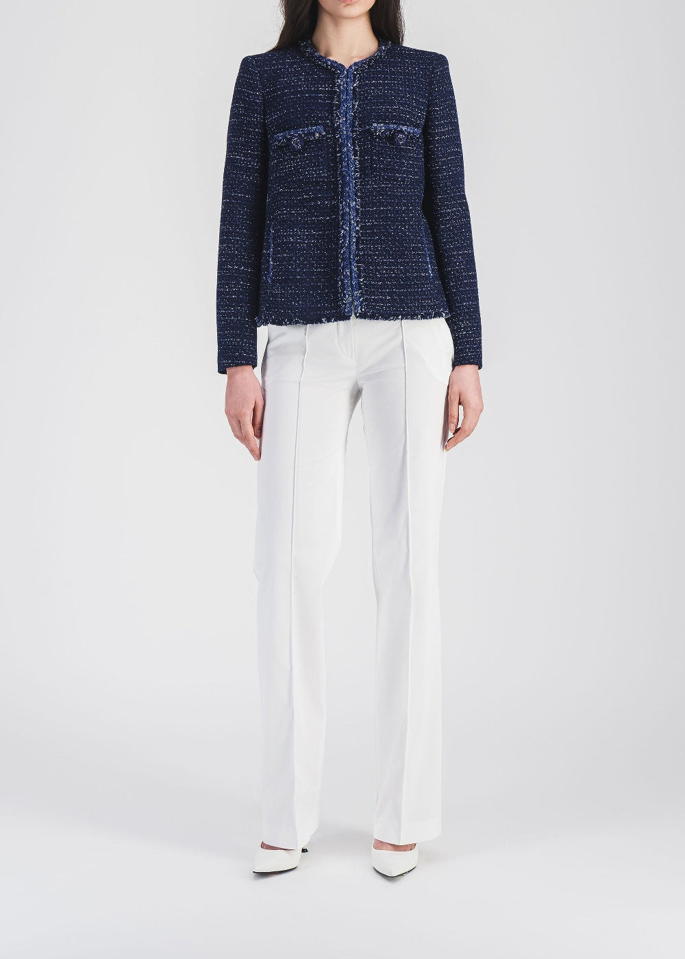Textured straight-cut jacket - Navy