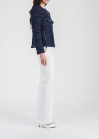 Textured straight-cut jacket - Navy