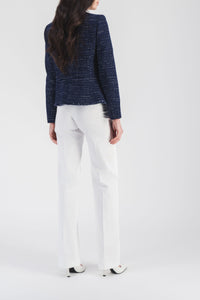 Textured straight-cut jacket - Navy
