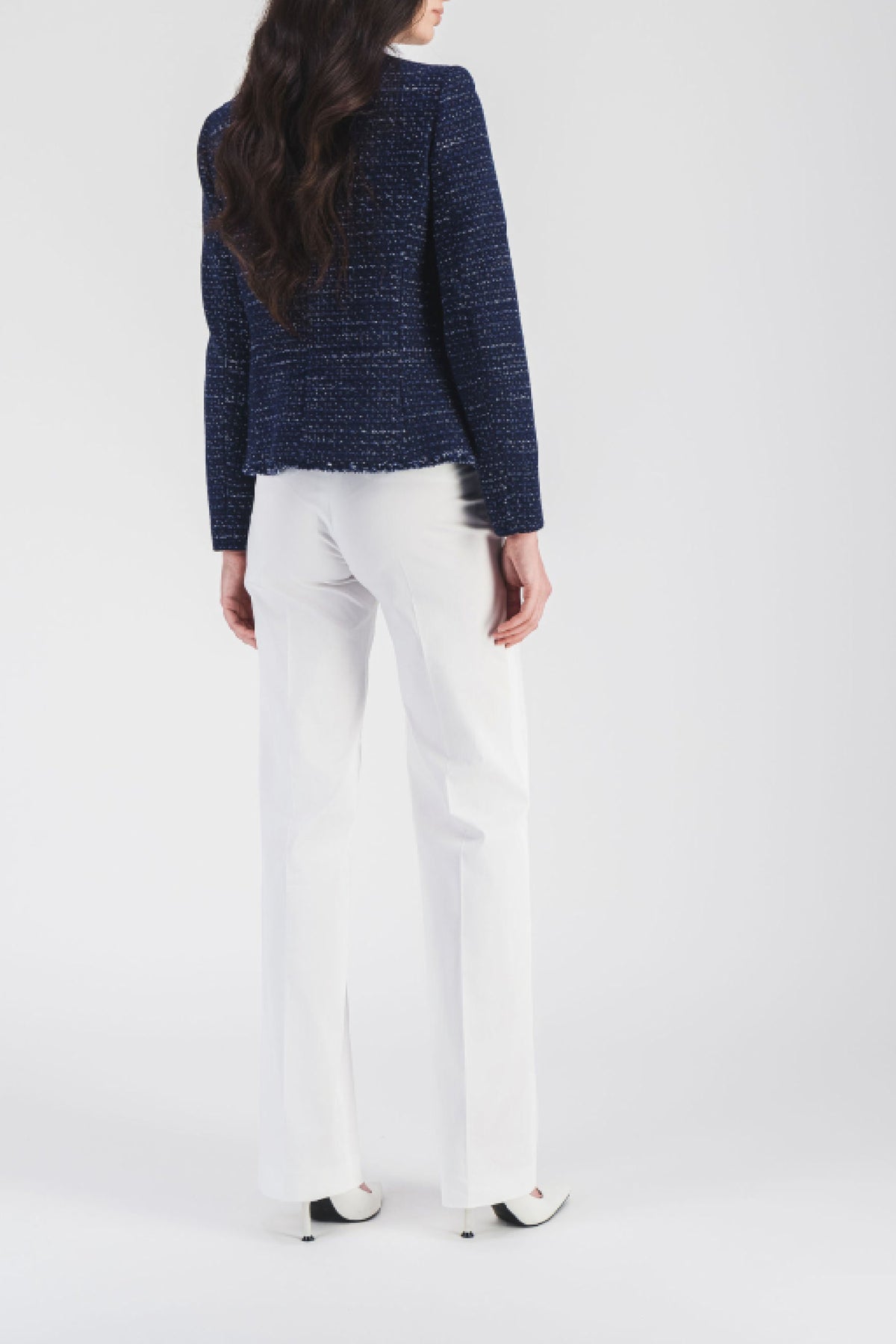 Textured straight-cut jacket - Navy