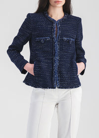 Textured straight-cut jacket - Navy