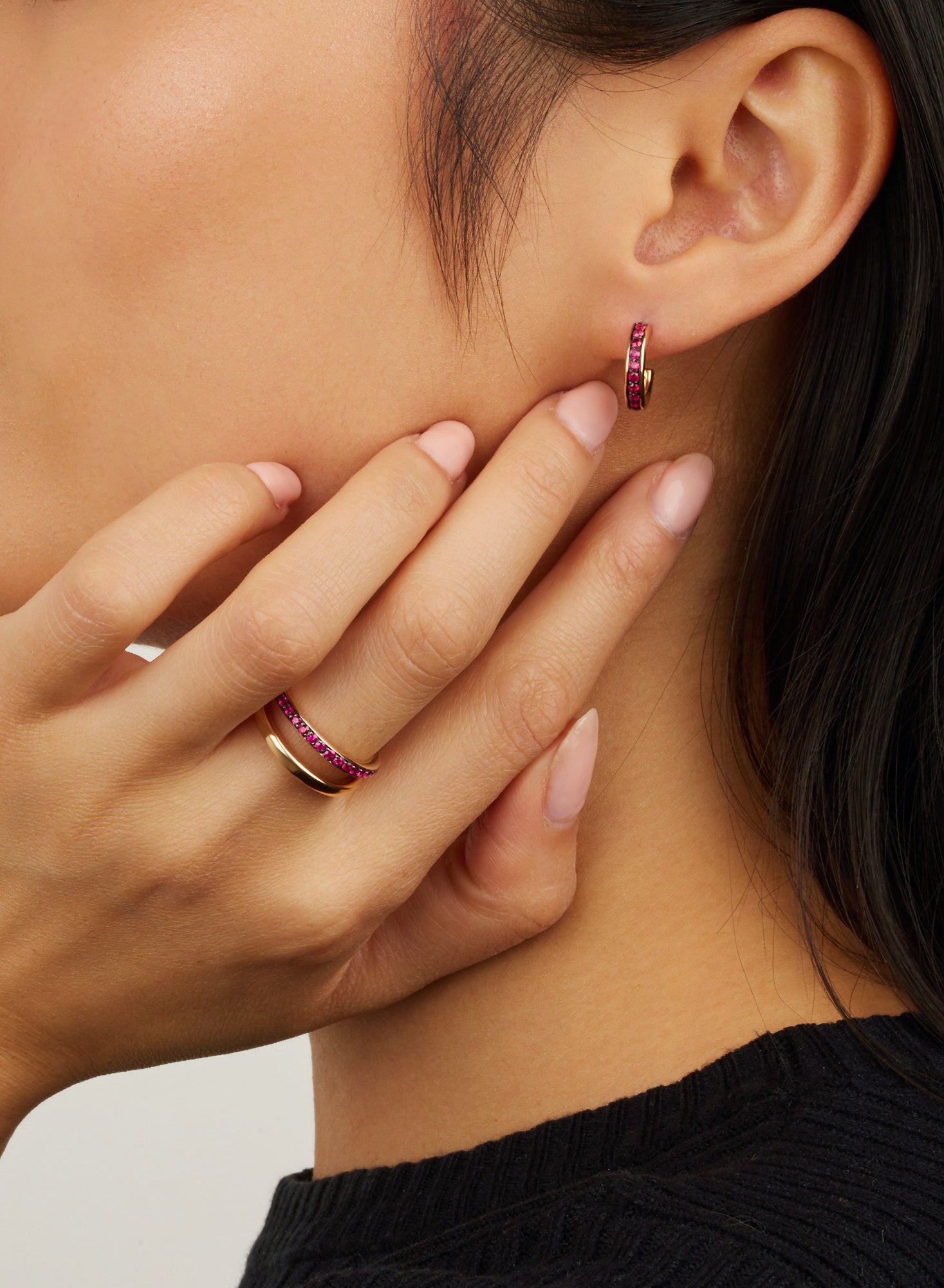 Créoles Together en Or rose 18K & Rubis