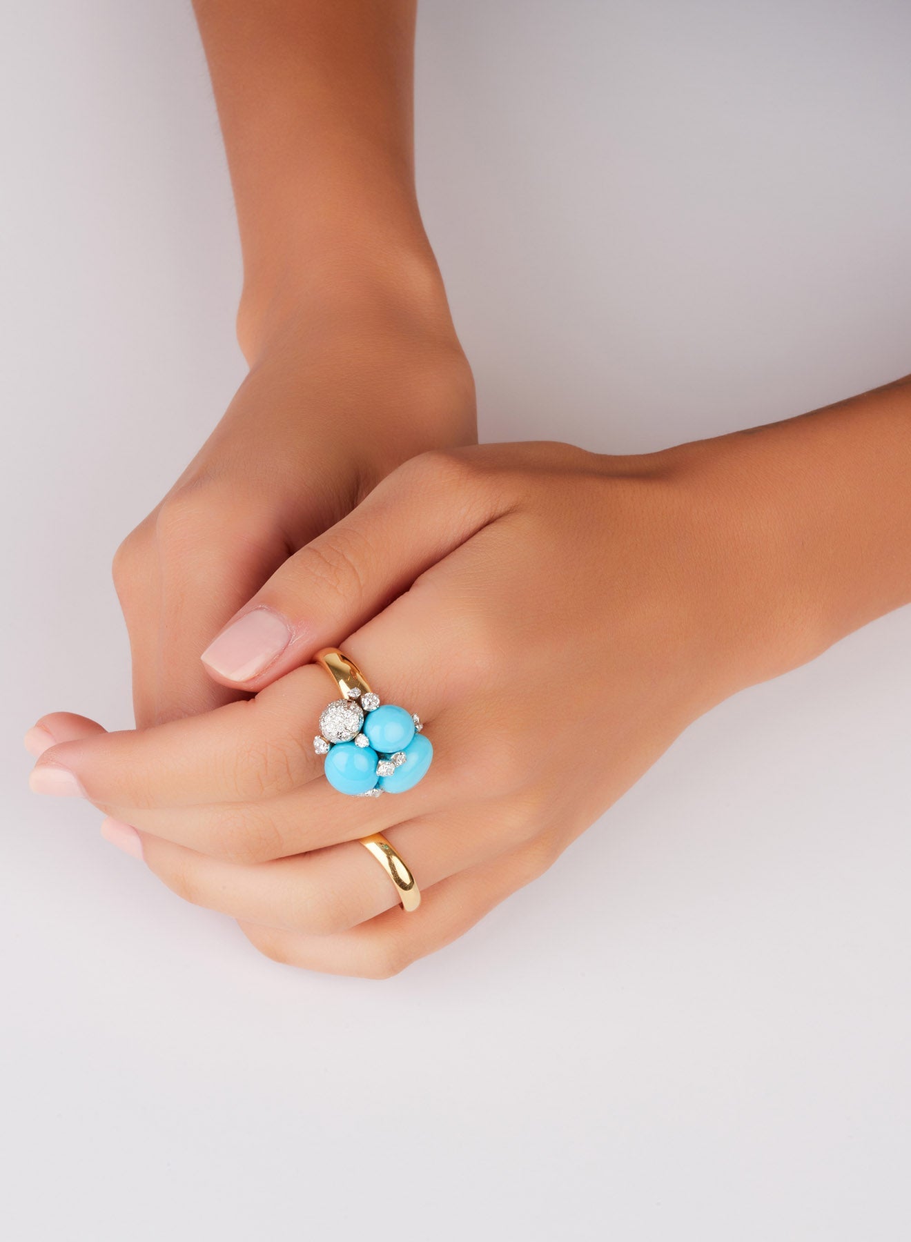 Bague Capri en Or blanc & rose 18K & Diamant et Turquoise