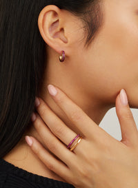 Créoles Together en Or rose 18K & Rubis