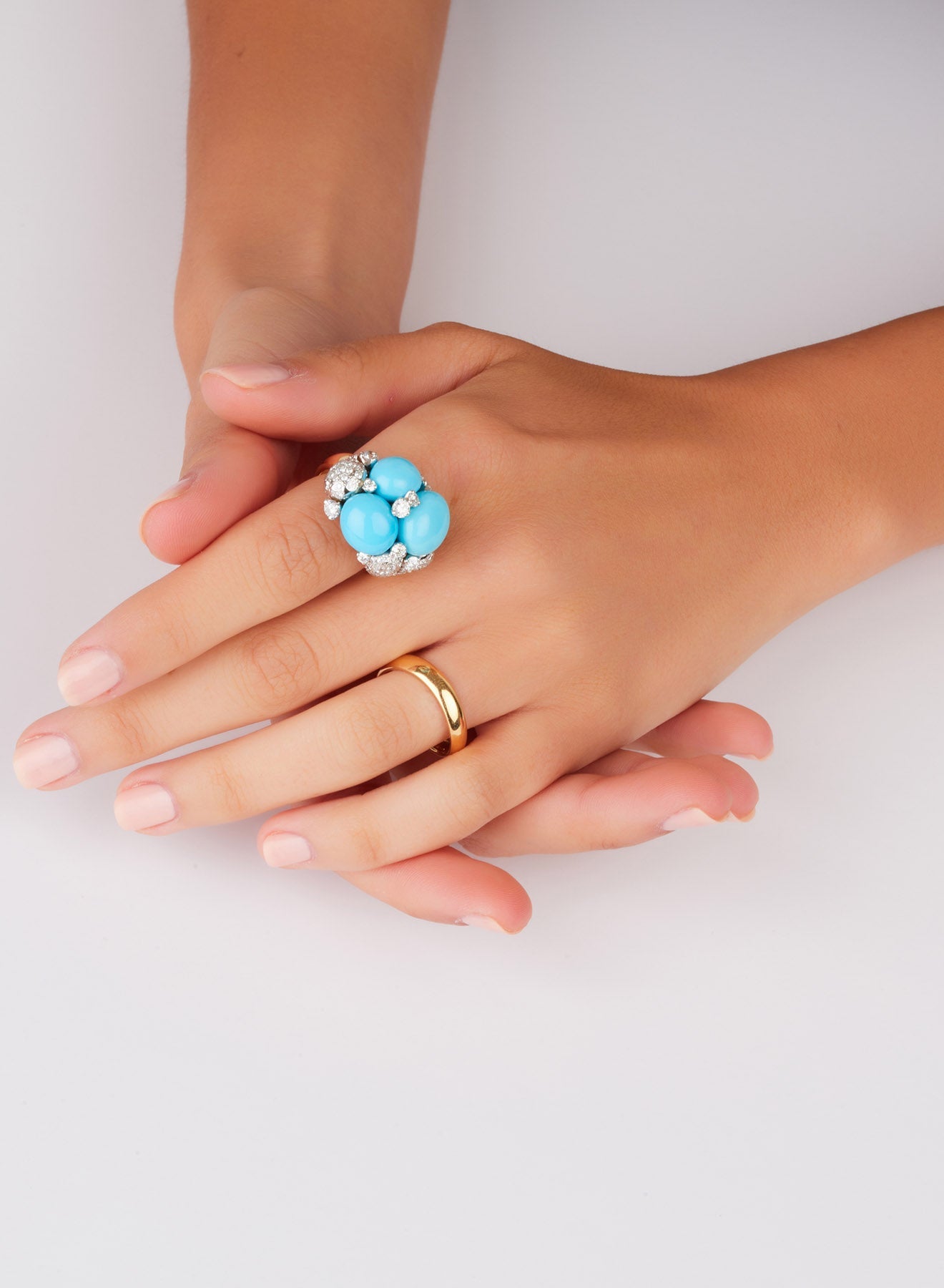 Bague Capri en Or blanc & rose 18K & Diamant et Turquoise