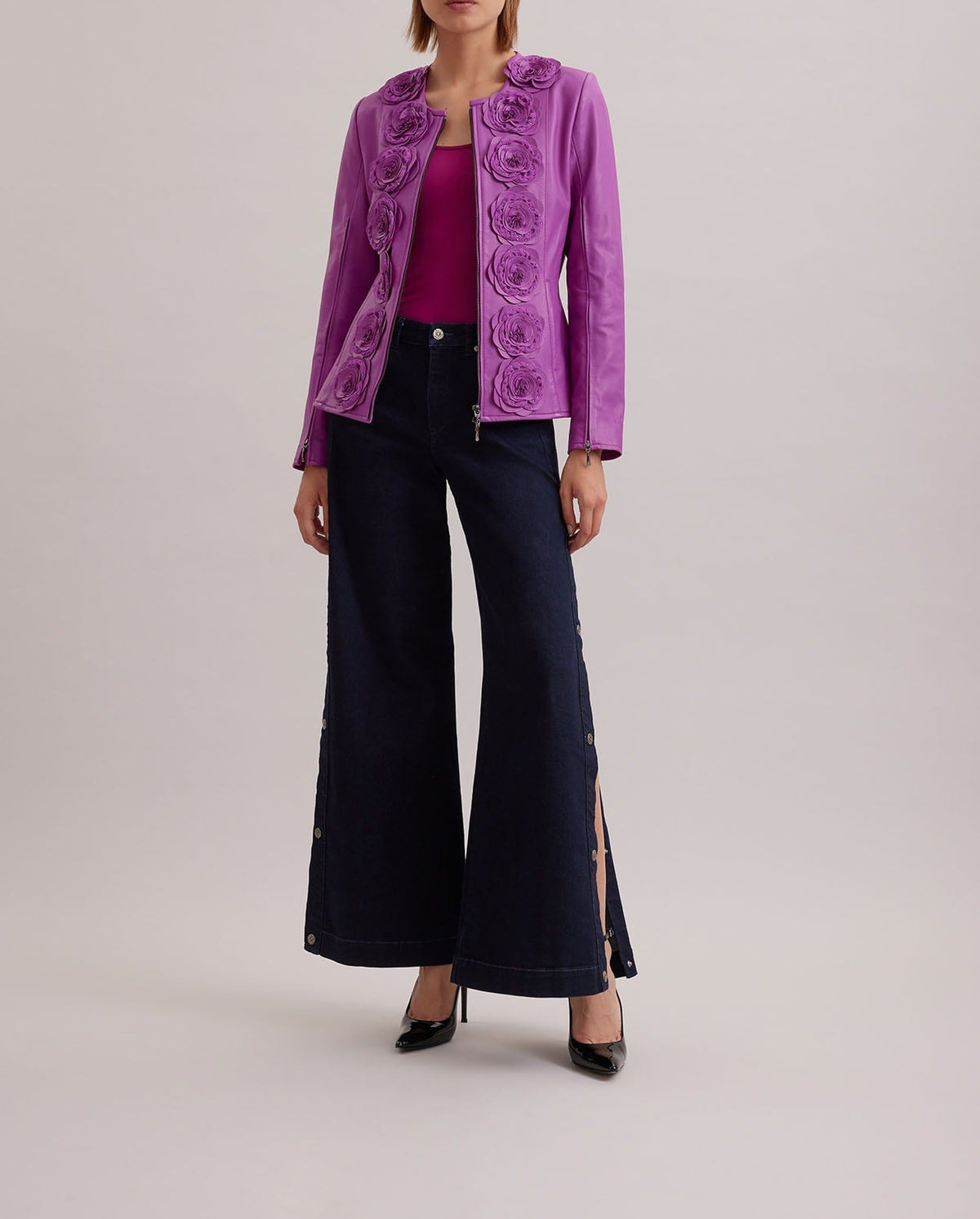Loryna leather jacket - Anémone