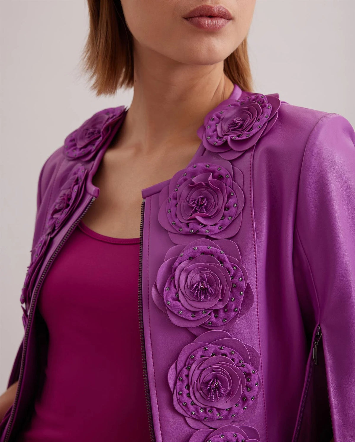 Loryna leather jacket - Anémone
