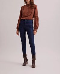 Craft shirt with ruffle detailing - Chocolate