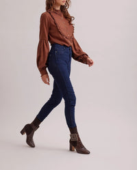 Craft shirt with ruffle detailing - Chocolate