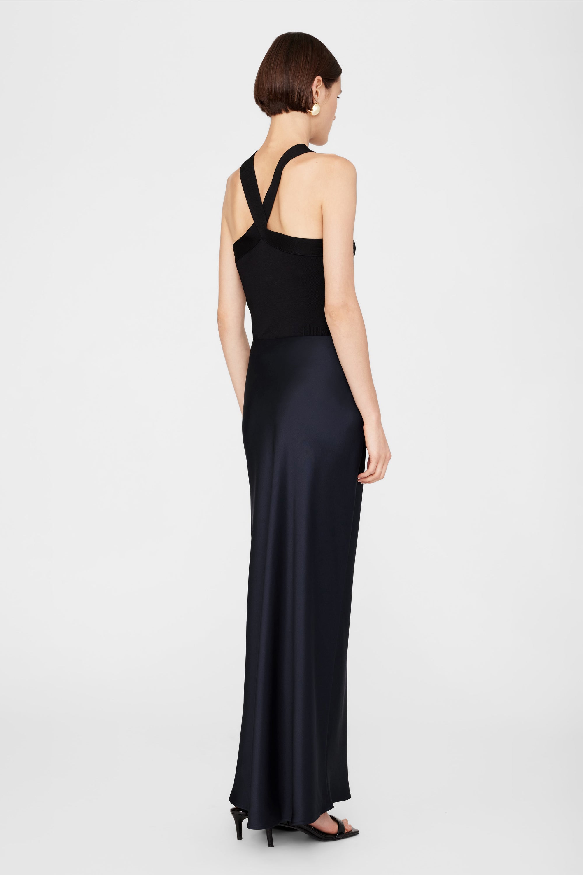 BAR SILK MAXI SKIRT - NIGHT SKY
