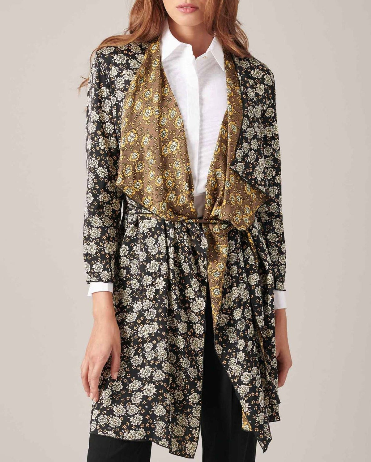 Kimono Luna à manches longues en soie - Safran