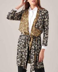 Kimono Luna à manches longues en soie - Safran