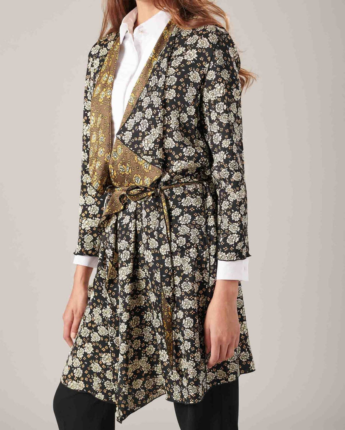 Kimono Luna à manches longues en soie - Safran