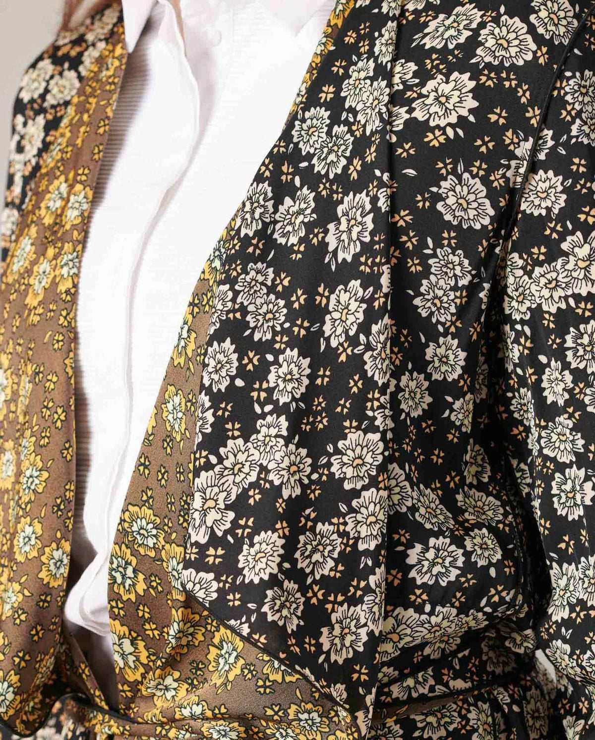 Kimono Luna à manches longues en soie - Safran