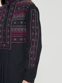 Robe brodée Luna - Black