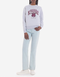 Sweatshirt à col rond ajusté avec impression - Light Grey Melange