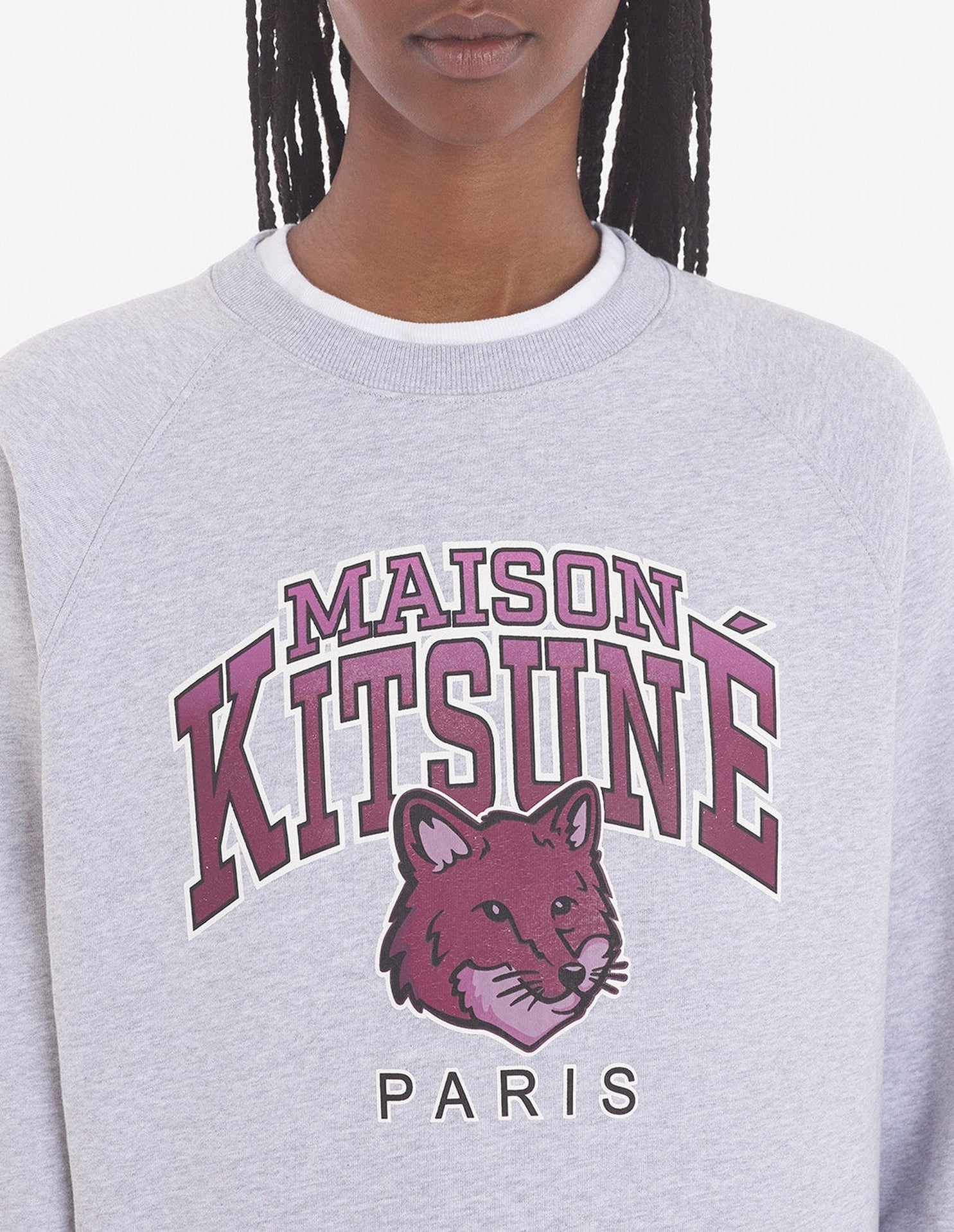 Sweatshirt à col rond ajusté avec impression - Light Grey Melange