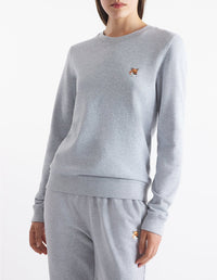 Sweatshirt à col rond avec écusson brodé - Light Grey Melange