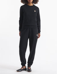 Sweatshirt à col rond avec écusson brodé - Black