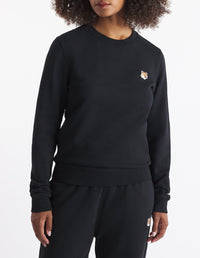Sweatshirt à col rond avec écusson brodé - Black