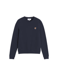 Round-neck sweatshirt with embroidered badge - Ink Blue