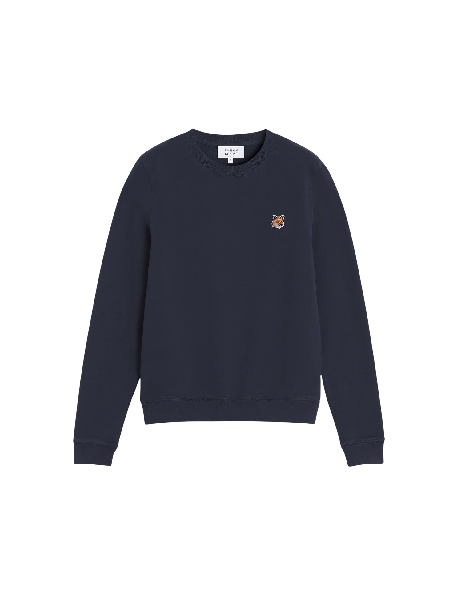 Round-neck sweatshirt with embroidered badge - Ink Blue