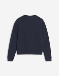 Round-neck sweatshirt with embroidered badge - Ink Blue