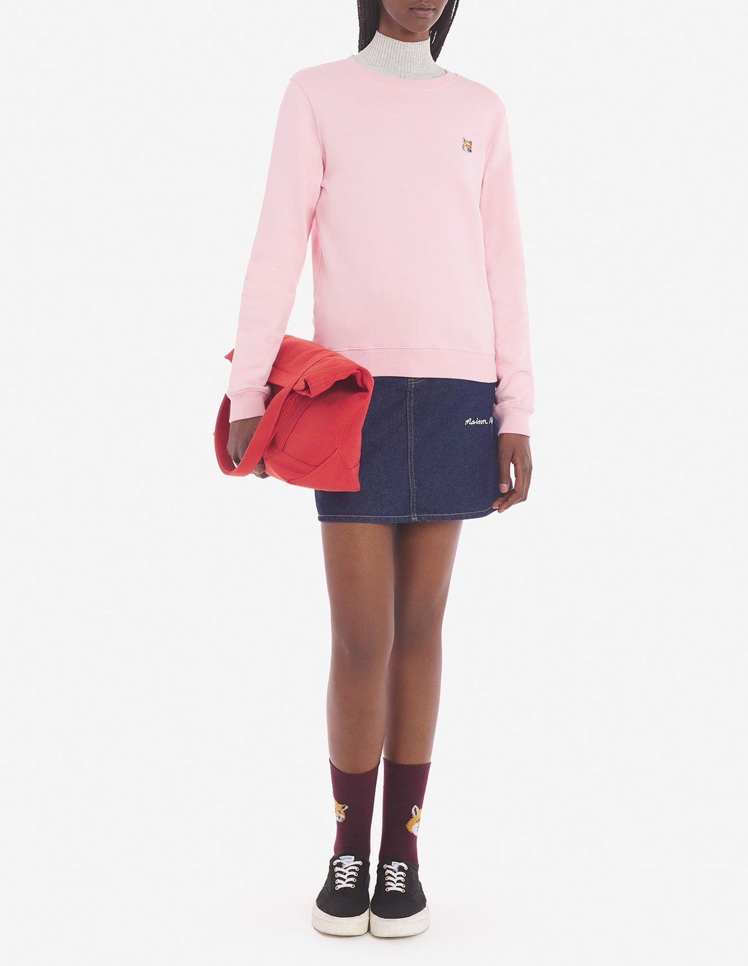 Sweatshirt à col rond avec écusson brodé - Pale Pink