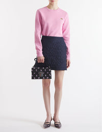 Sweatshirt à col rond avec écusson brodé - Fae Pink