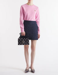 Sweatshirt à col rond avec écusson brodé - Fae Pink
