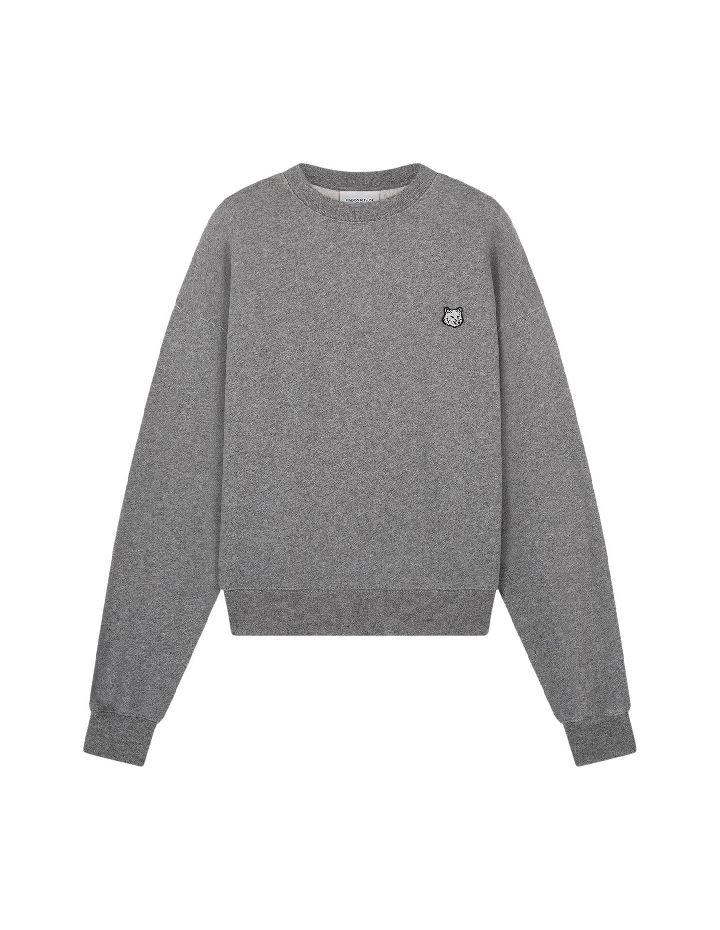 Sweatshirt à manches longues avec écusson brodé - Medium Grey Melange