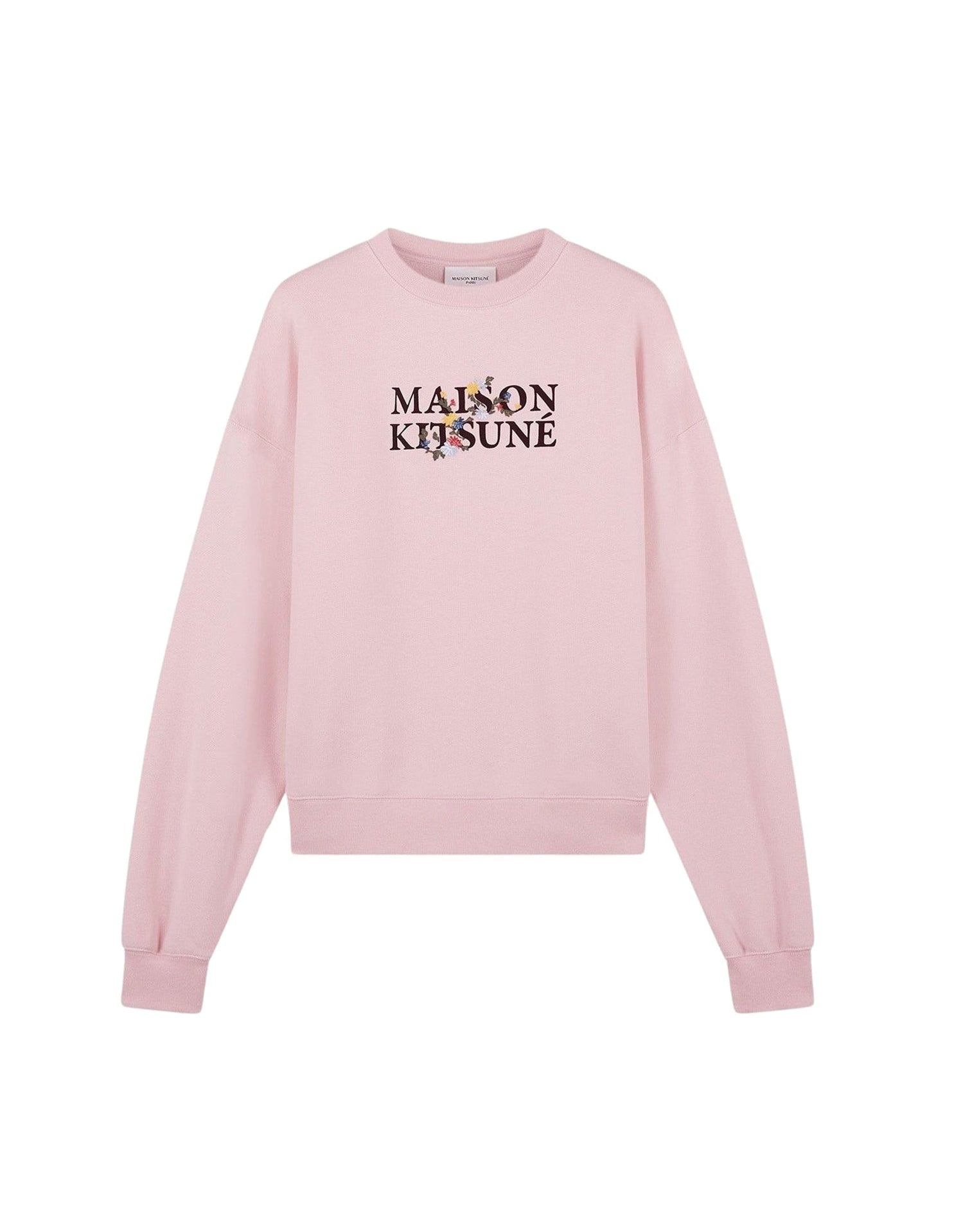 Sweatshirt avec inscription ornée de fleurs - Pale Pink