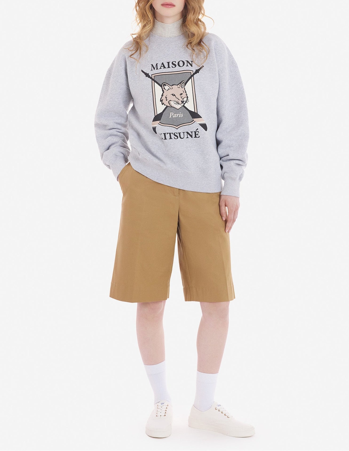 Sweatshirt à manches longues avec impression  - Light Grey Melange