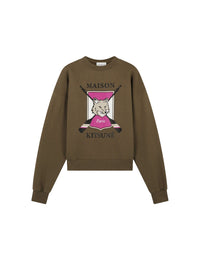 Long-sleeved sweatshirt with print - Khaki