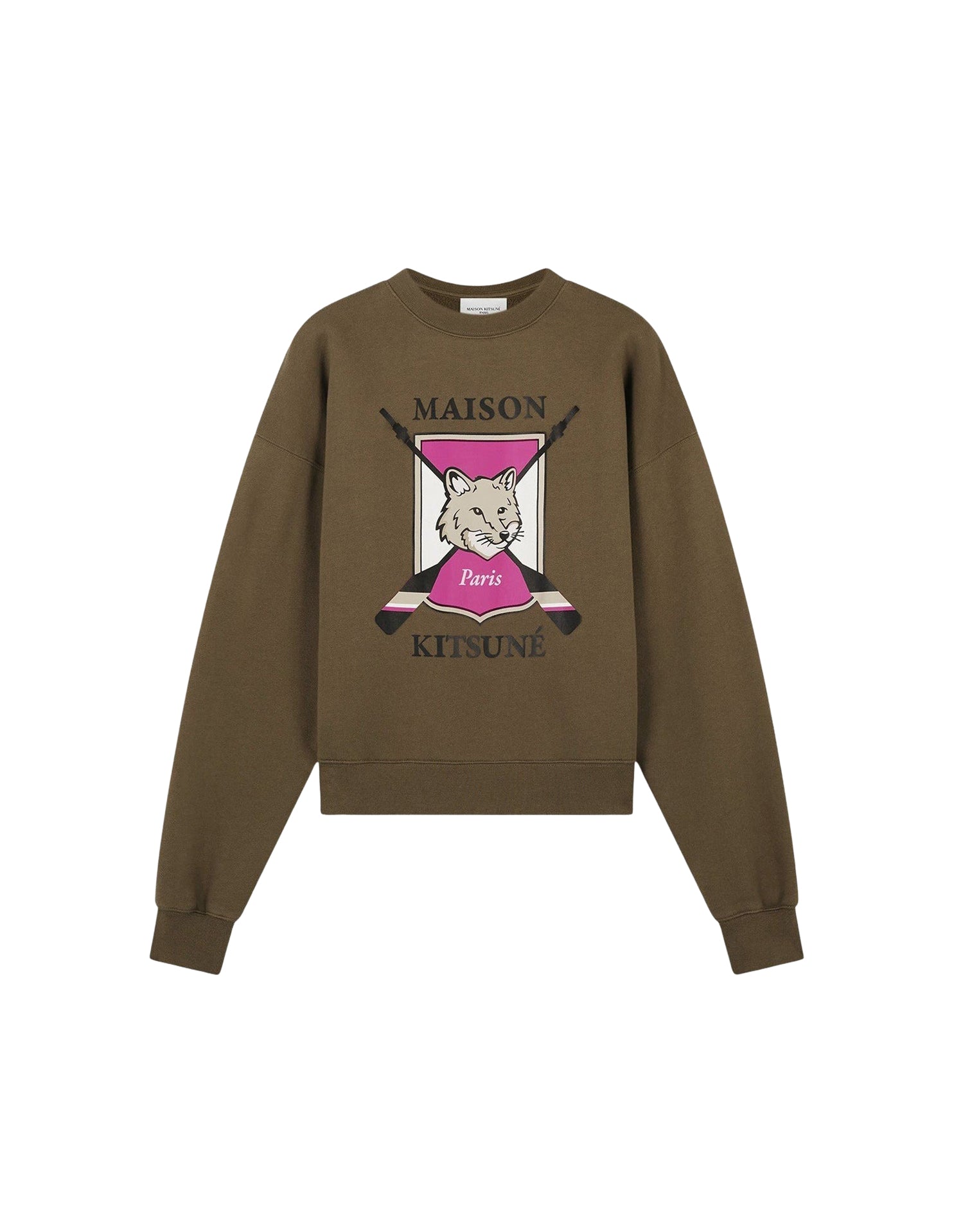 Long-sleeved sweatshirt with print - Khaki