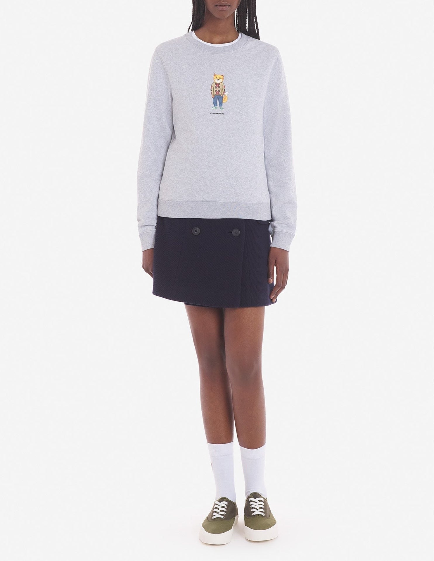 Sweatshirt with lettering and crest - Light Grey Melange