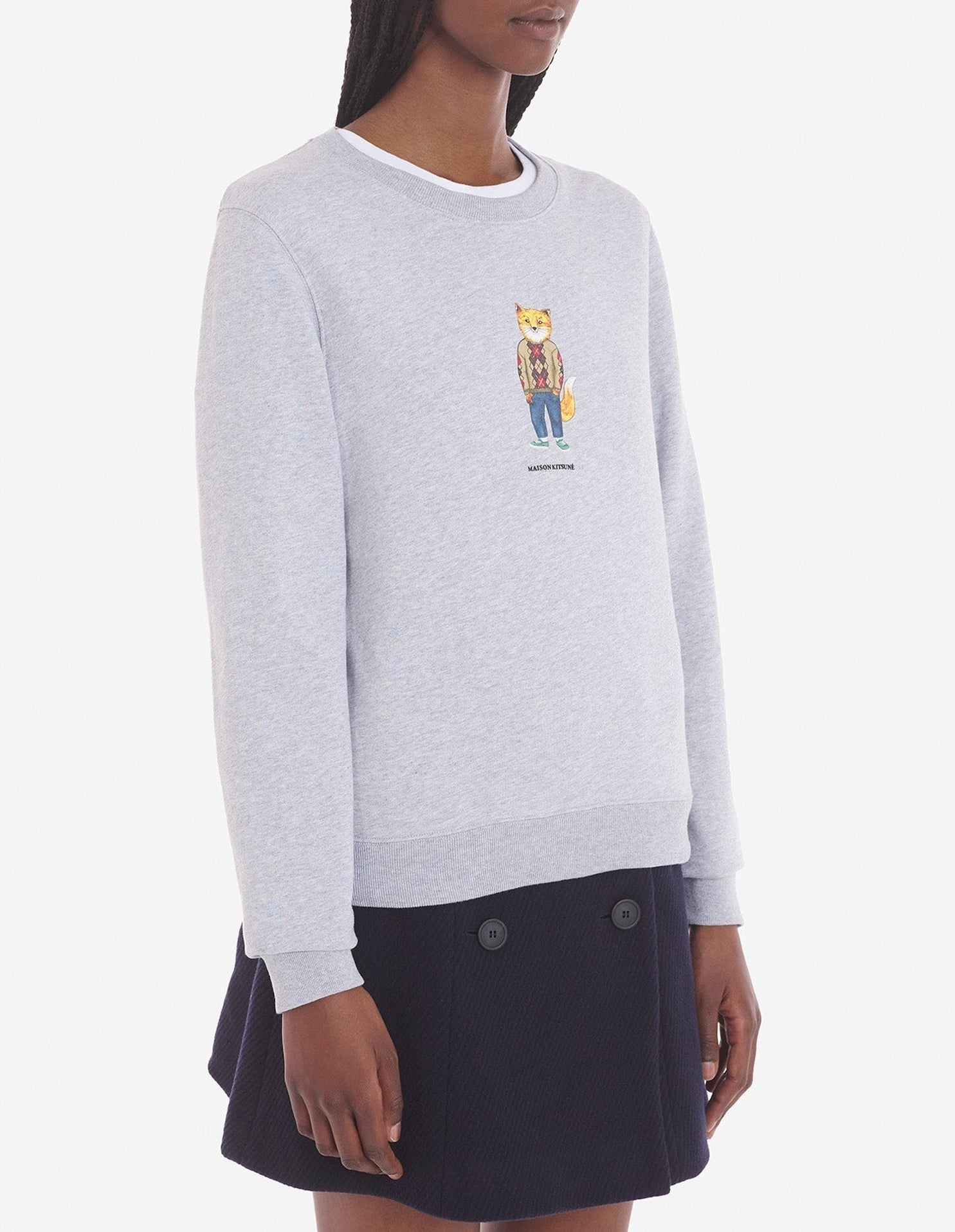 Sweatshirt avec inscription et avec écusson - Light Grey Melange