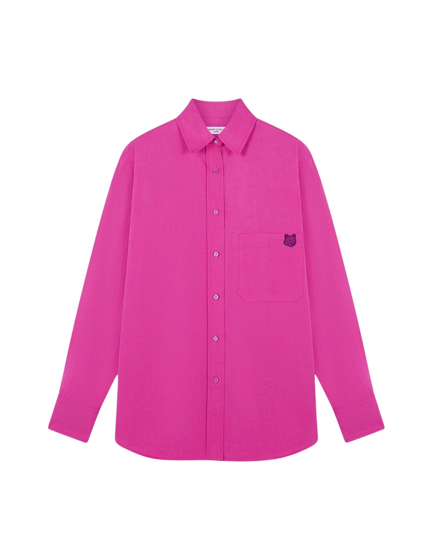 Chemise décontractée avec écusson brodé - Fuchsia