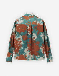 Long-sleeved boxy shirt - Rust Emerald Floral