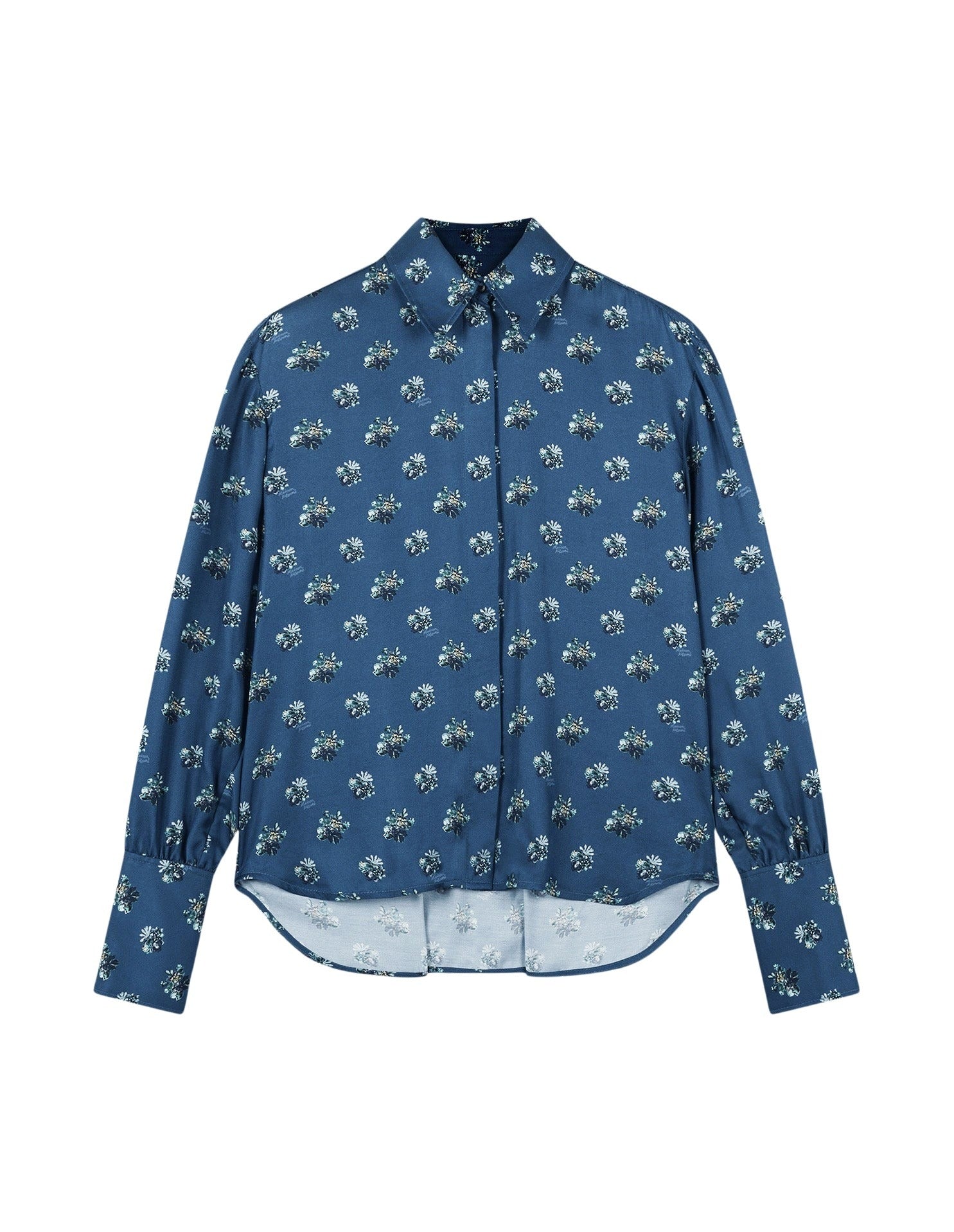 Chemise à manches longues boxy imprimé floral - Denim Blue Bouquet