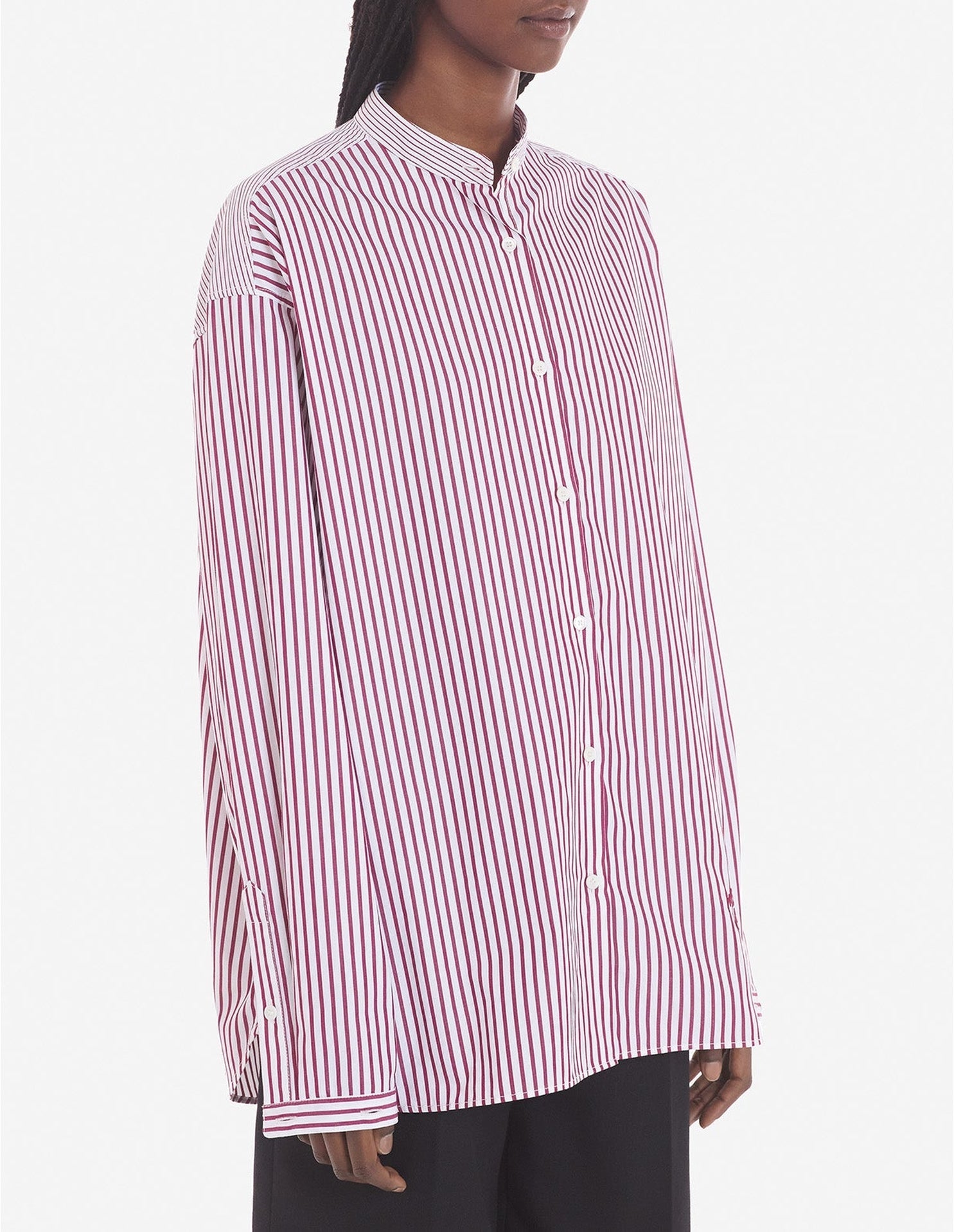 Chemise à col mao rayée - Red & White Stripes