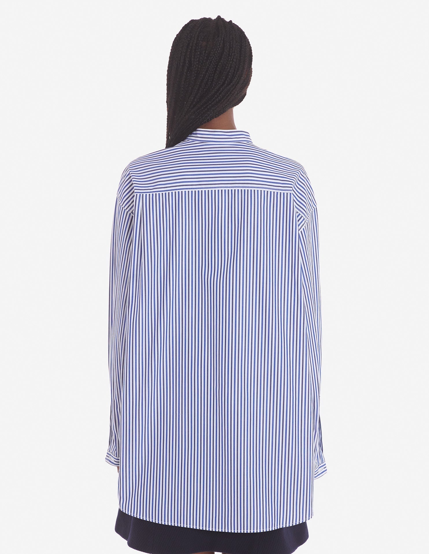 Striped Mao collar shirt - Blue & Navy Stripes