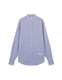 Striped Mao collar shirt - Blue & Navy Stripes