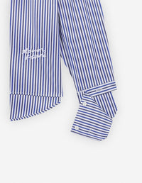 Striped Mao collar shirt - Blue & Navy Stripes