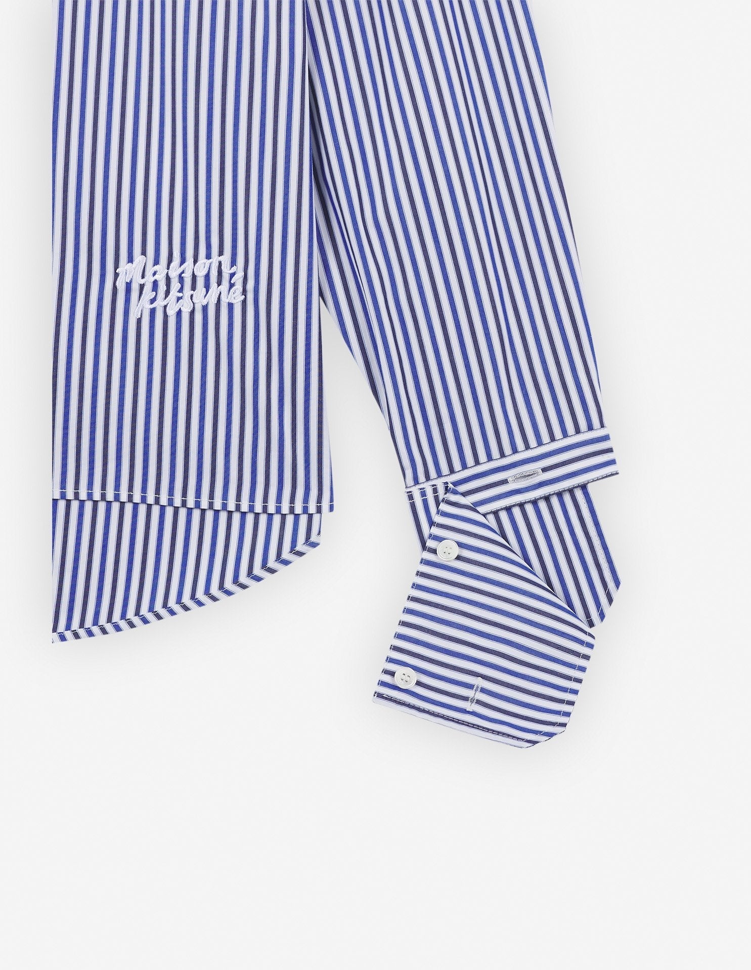 Striped Mao collar shirt - Blue & Navy Stripes